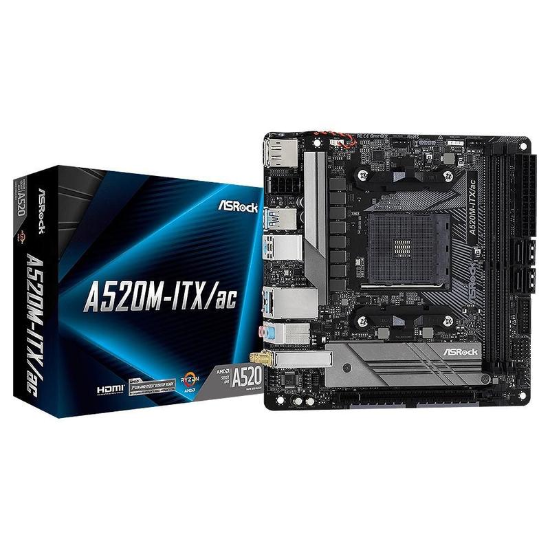 Placa Mãe ASRock A520M-ITX/ac AM4 Mini ITX - 90-MXBDG0-A0UAYZ
